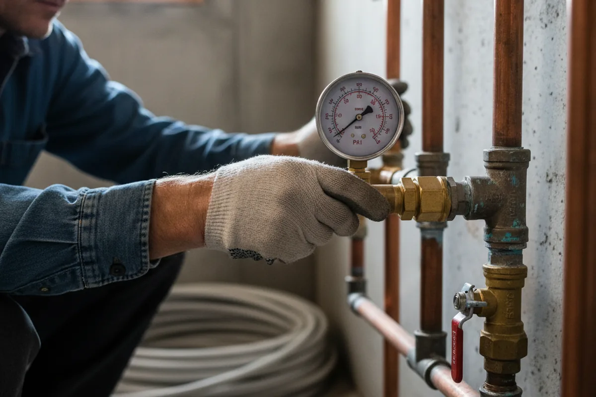 Pressure testing a repaired line during Water Line Repair in Quinton